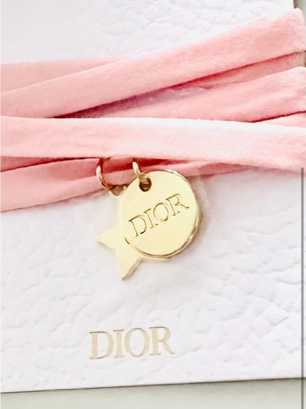 Dior Pink Wrap Bracelet /necklace with Gold Charms gwp - Picture 3 of 6
